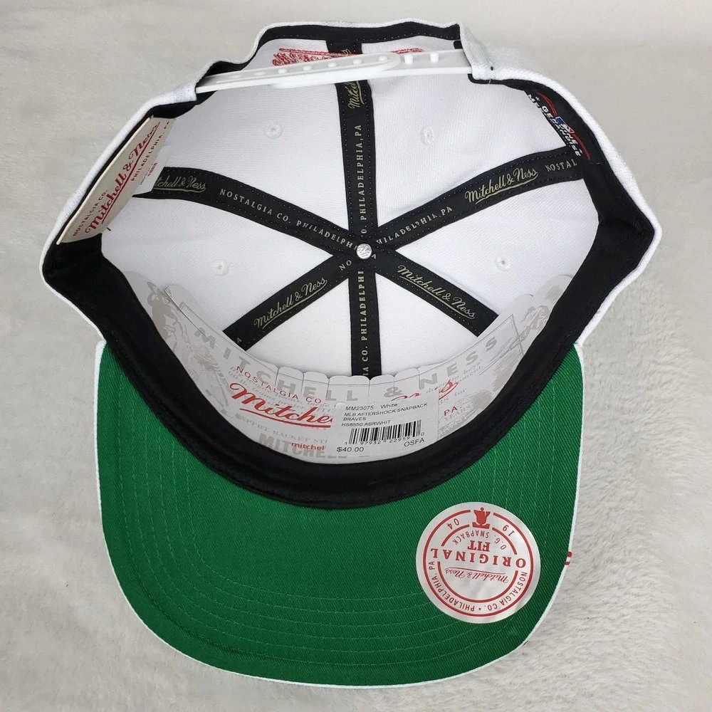 Atlanta Braves Mitchell & Ness‎ MLB Snapback Hat Cap Earthquake Art White NWT